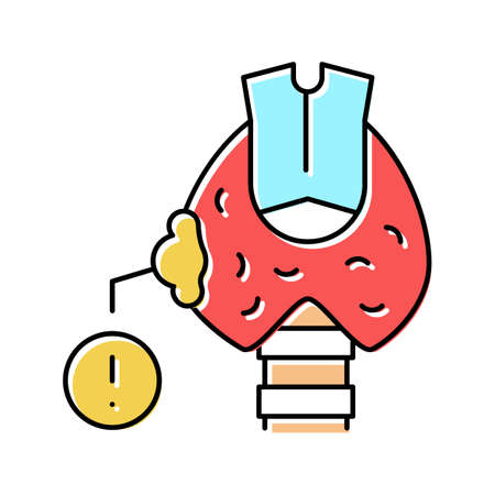 thyroid cancer color icon vector illustrationのイラスト素材