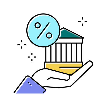 access to bank loans, funds and guarantee programs color icon vector illustrationのイラスト素材