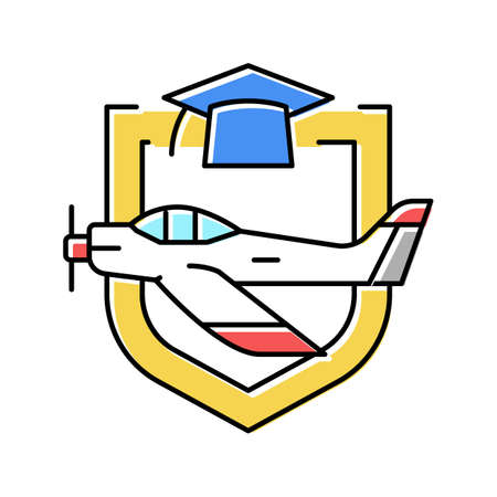 graduation flight school color icon vector illustrationのイラスト素材