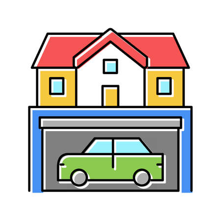 house parking color icon vector illustrationのイラスト素材
