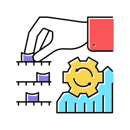 analyzing and optimization color icon vector illustrationのイラスト素材