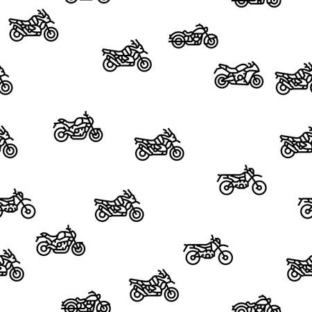 Motorcycle Bike Transport Types Vector Seamless Pattern Thin Line Illustrationのイラスト素材