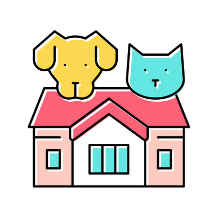 home for cat and dog color icon vector illustrationのイラスト素材