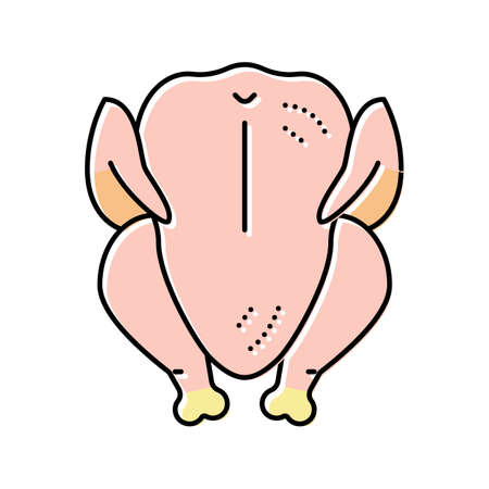 whole broiler chicken color icon vector illustrationのイラスト素材
