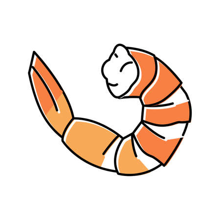 shrimp seafood color icon vector illustrationのイラスト素材