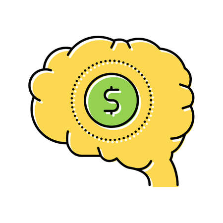 brain think about finance color icon vector illustration