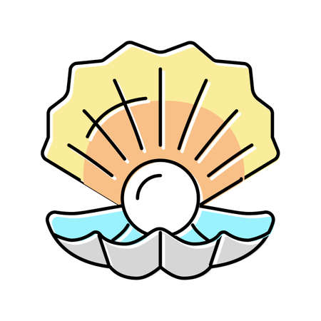 pearl oyster shell color icon vector illustrationのイラスト素材