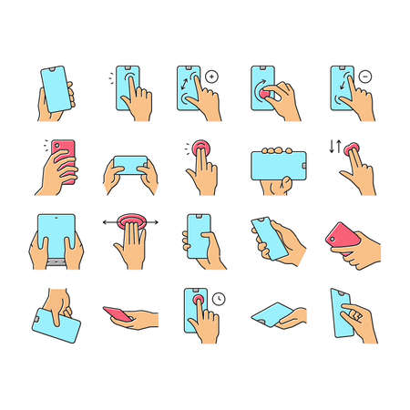 Smartphone Gesture Collection Icons Set Vector .のイラスト素材