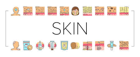 Skin Care Cosmetology And Treat Icons Set Vector .のイラスト素材