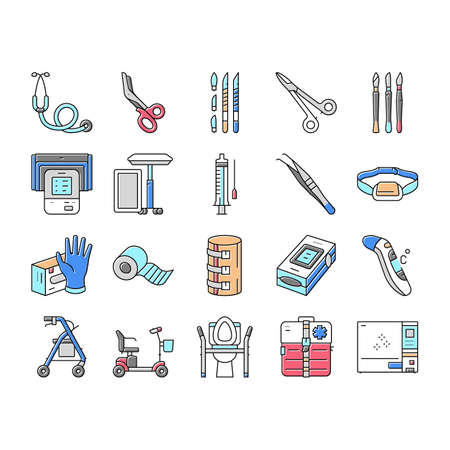 Medical Instrument And Equipment Icons Set Vector .のイラスト素材