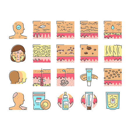Skin Care Cosmetology And Treat Icons Set Vector .のイラスト素材