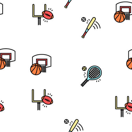 Sport Active Competitive Game Vector Seamless Pattern Thin Line Illustrationのイラスト素材