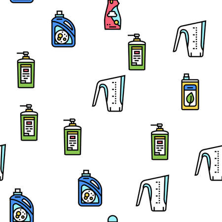 Detergent Organic Laundry Soap Vector Seamless Pattern Thin Line Illustrationのイラスト素材