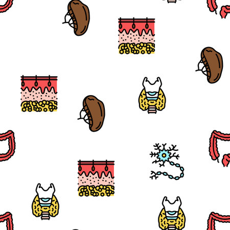 Human Internal Organ Anatomy Vector Seamless Pattern Thin Line Illustrationのイラスト素材
