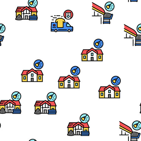 Cleaning Building And Equipment Vector Seamless Pattern Thin Line Illustrationのイラスト素材
