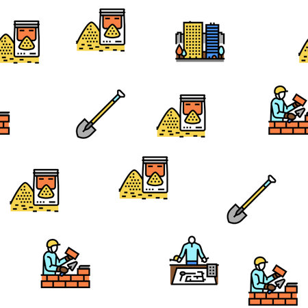 Construction Building And Repair Vector Seamless Pattern Thin Line Illustrationのイラスト素材