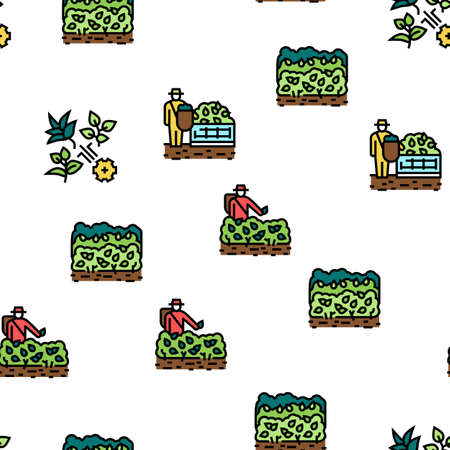 Tea Drink Production Vector Seamless Pattern Thin Line Illustrationのイラスト素材