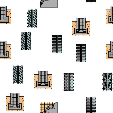 Rebar Construction Vector Seamless Pattern Thin Line Illustrationのイラスト素材