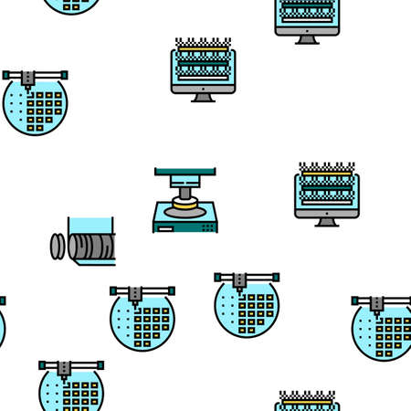 Semiconductor Manufacturing Plant Seamless Pattern Thin Line Illustrationのイラスト素材