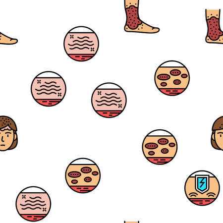 Eczema Disease Treat Vector Seamless Pattern Thin Line Illustrationのイラスト素材