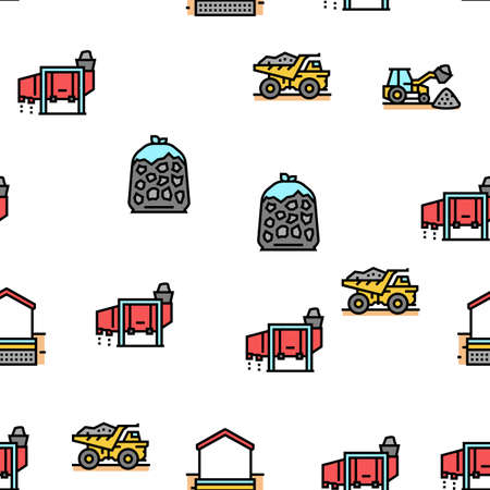 Crushed Stone Mining Vector Seamless Pattern Thin Line Illustrationのイラスト素材