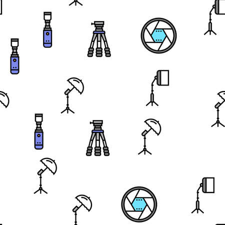 Photography Device Vector Seamless Pattern Thin Line Illustrationのイラスト素材