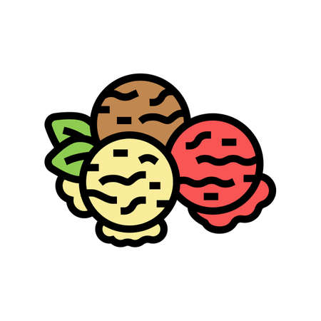 scoop ice cream color icon vector. scoop ice cream sign. isolated symbol illustrationのイラスト素材