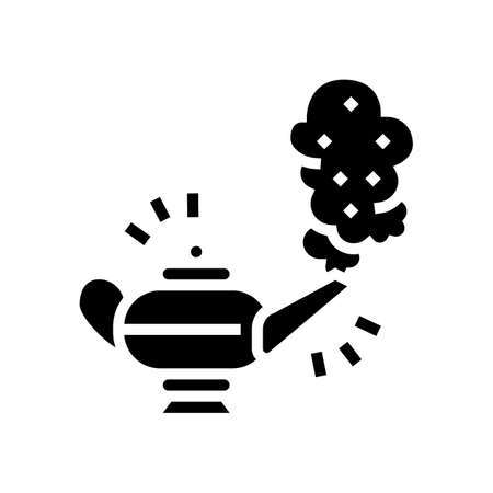 djinn lamp glyph icon vector. djinn lamp sign. isolated contour symbol black illustrationのイラスト素材