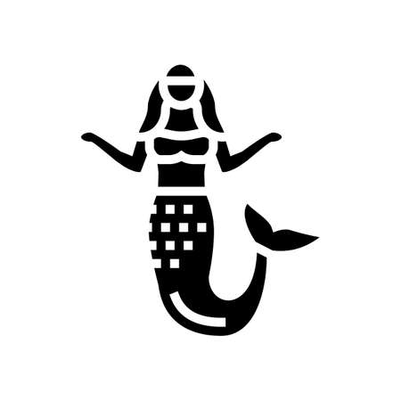 mermaid fairy tale glyph icon vector. mermaid fairy tale sign. isolated contour symbol black illustrationのイラスト素材