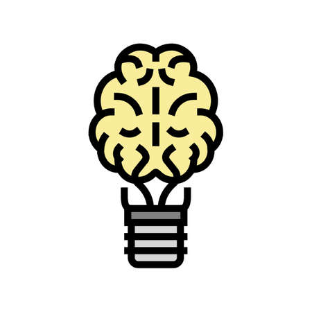 brainstorm light bulb color icon vector. brainstorm light bulb sign. isolated symbol illustrationのイラスト素材