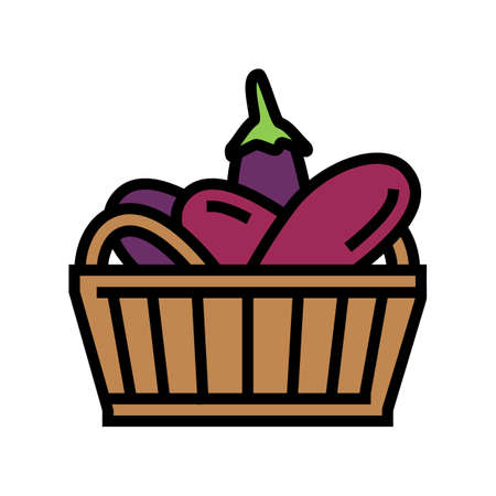 harvest eggplant color icon vector. harvest eggplant sign. isolated symbol illustrationのイラスト素材