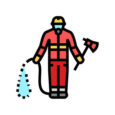 firefighter emergency worker color icon vector. firefighter emergency worker sign. isolated symbol illustrationのイラスト素材