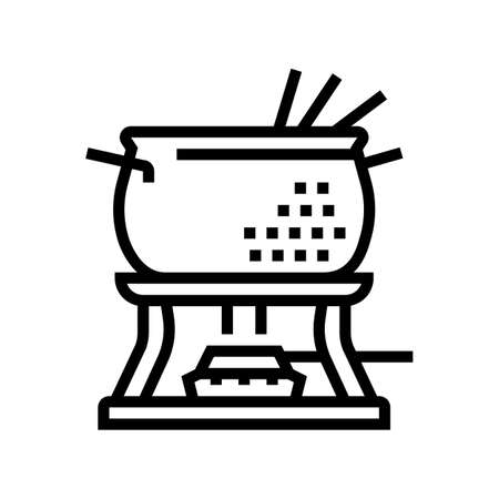 copper fondue pot line icon vector. copper fondue pot sign. isolated contour symbol black illustrationのイラスト素材