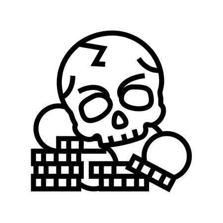 skull treasure line icon vector. skull treasure sign. isolated contour symbol black illustrationのイラスト素材
