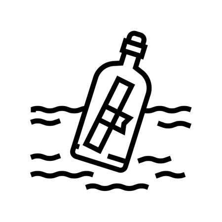 bottle message line icon vector. bottle message sign. isolated contour symbol black illustrationのイラスト素材