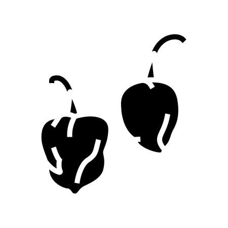 pepper habanero glyph icon vector. pepper habanero sign. isolated contour symbol black illustrationのイラスト素材