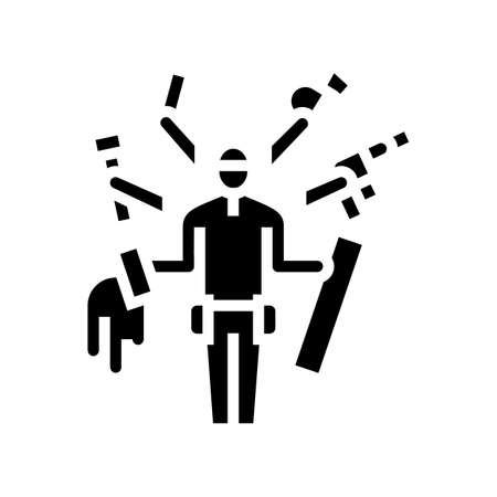 handyman business glyph icon vector. handyman business sign. isolated contour symbol black illustrationのイラスト素材