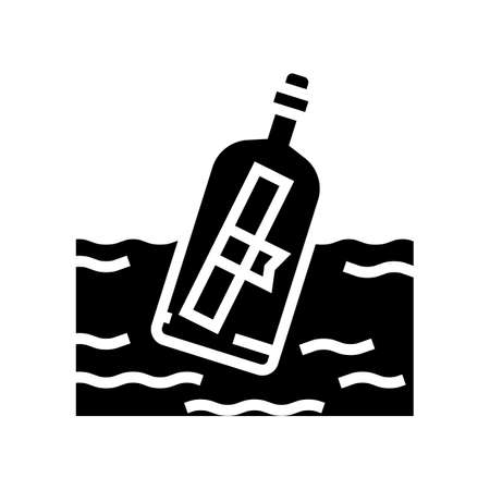 bottle message glyph icon vector. bottle message sign. isolated contour symbol black illustrationのイラスト素材