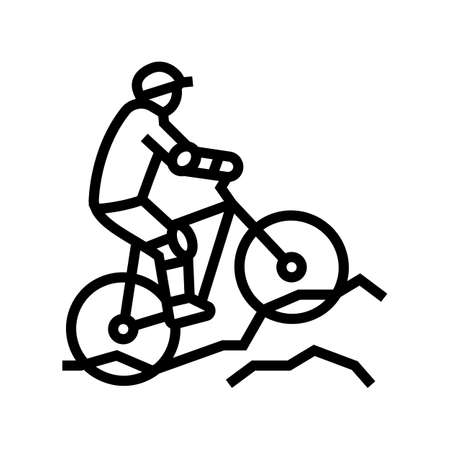 mountain biking line icon vector. mountain biking sign. isolated contour symbol black illustrationのイラスト素材