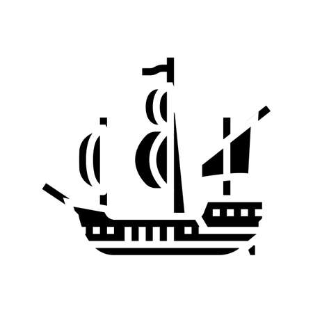 ship medieval glyph icon vector. ship medieval sign. isolated contour symbol black illustrationのイラスト素材