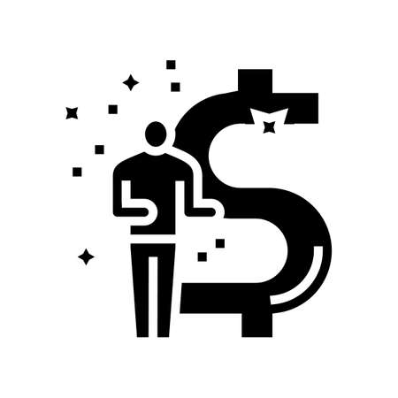 businessman financial freedom money glyph icon vector. businessman financial freedom money sign. isolated symbol illustrationのイラスト素材