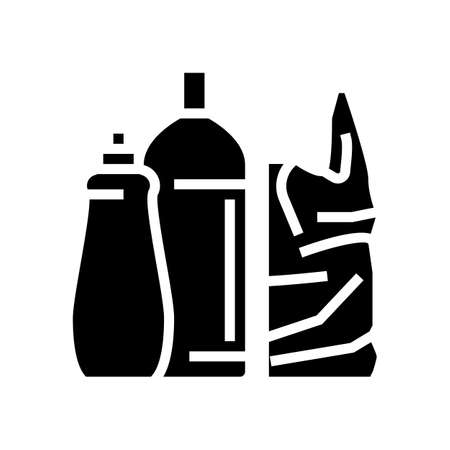 plastic package and bag glyph icon vector. plastic package and bag sign. isolated symbol illustrationのイラスト素材