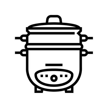 cooker rice device line icon vector. cooker rice device sign. isolated contour symbol black illustrationのイラスト素材