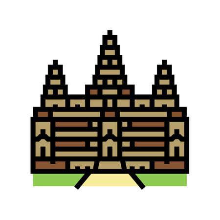 angkor wat color icon vector. angkor wat sign. isolated symbol illustrationのイラスト素材