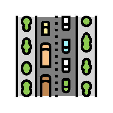 avenue city color icon vector. avenue city sign. isolated symbol illustrationのイラスト素材