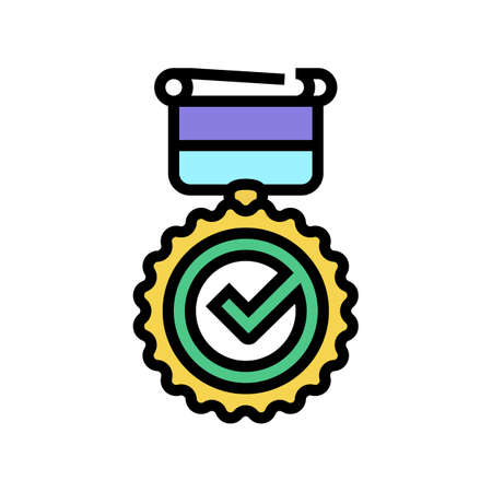 medal quality color icon vector. medal quality sign. isolated symbol illustrationのイラスト素材