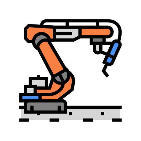 industrial robot arm color icon vector. industrial robot arm sign. isolated symbol illustrationのイラスト素材