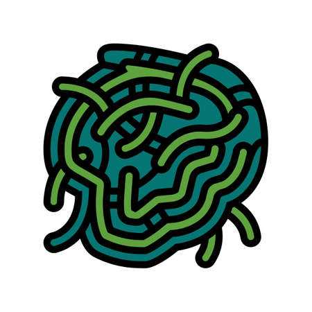 pasta spinach color icon vector. pasta spinach sign. isolated symbol illustrationのイラスト素材