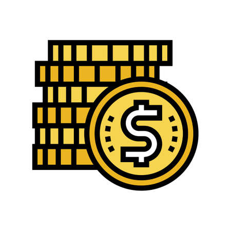 money coin slot game color icon vector. money coin slot game sign. isolated symbol illustrationのイラスト素材