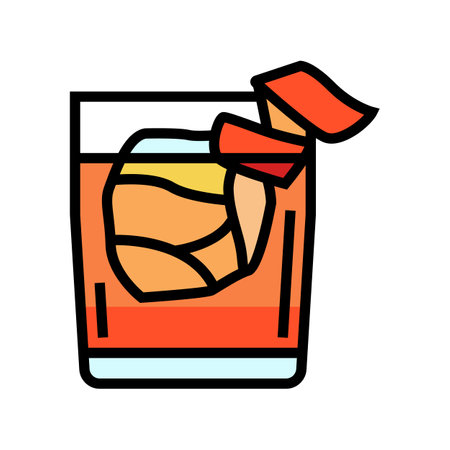 old fashioned cocktail glass drink color icon vector. old fashioned cocktail glass drink sign. isolated symbol illustrationのイラスト素材